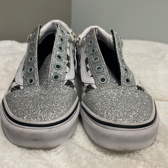 VANS OFF THE WALL GLITTER CHECKERBOARD OLD SKOOL SHOES - Picture 5 of 10